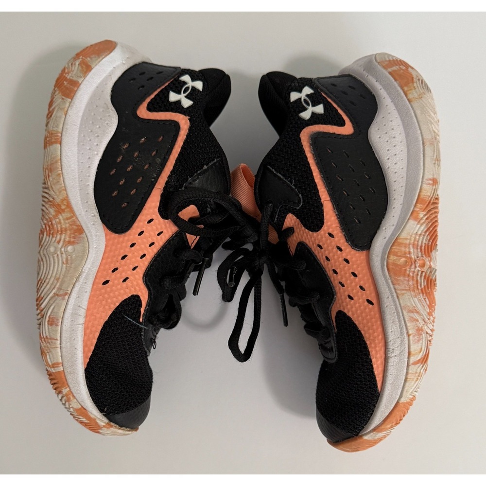 Under Armour Lockdown 6 Kids Basketball Shoes Black Orange White Size 12K 302683